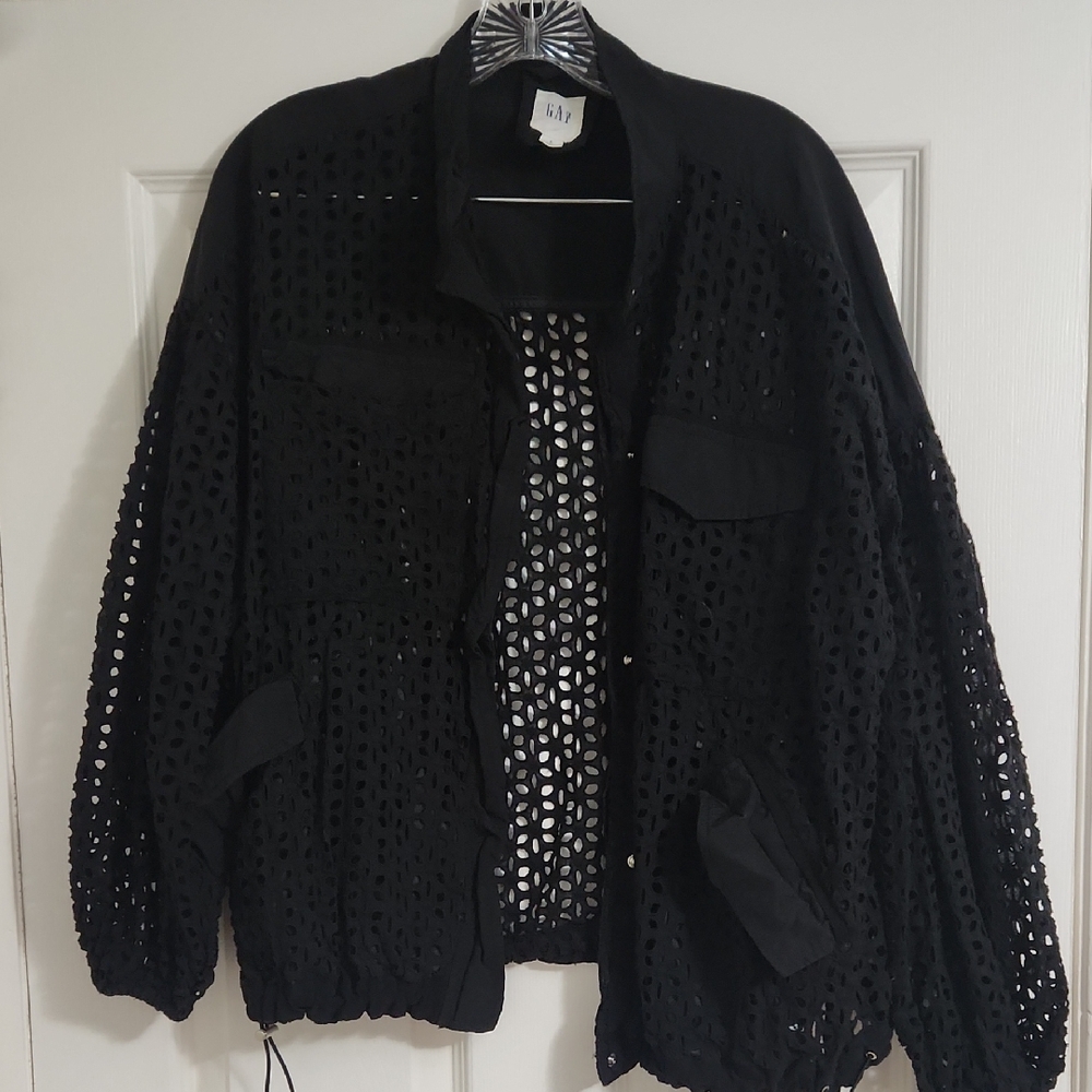 GAP Black Utility Jacket with Ribbed Trim